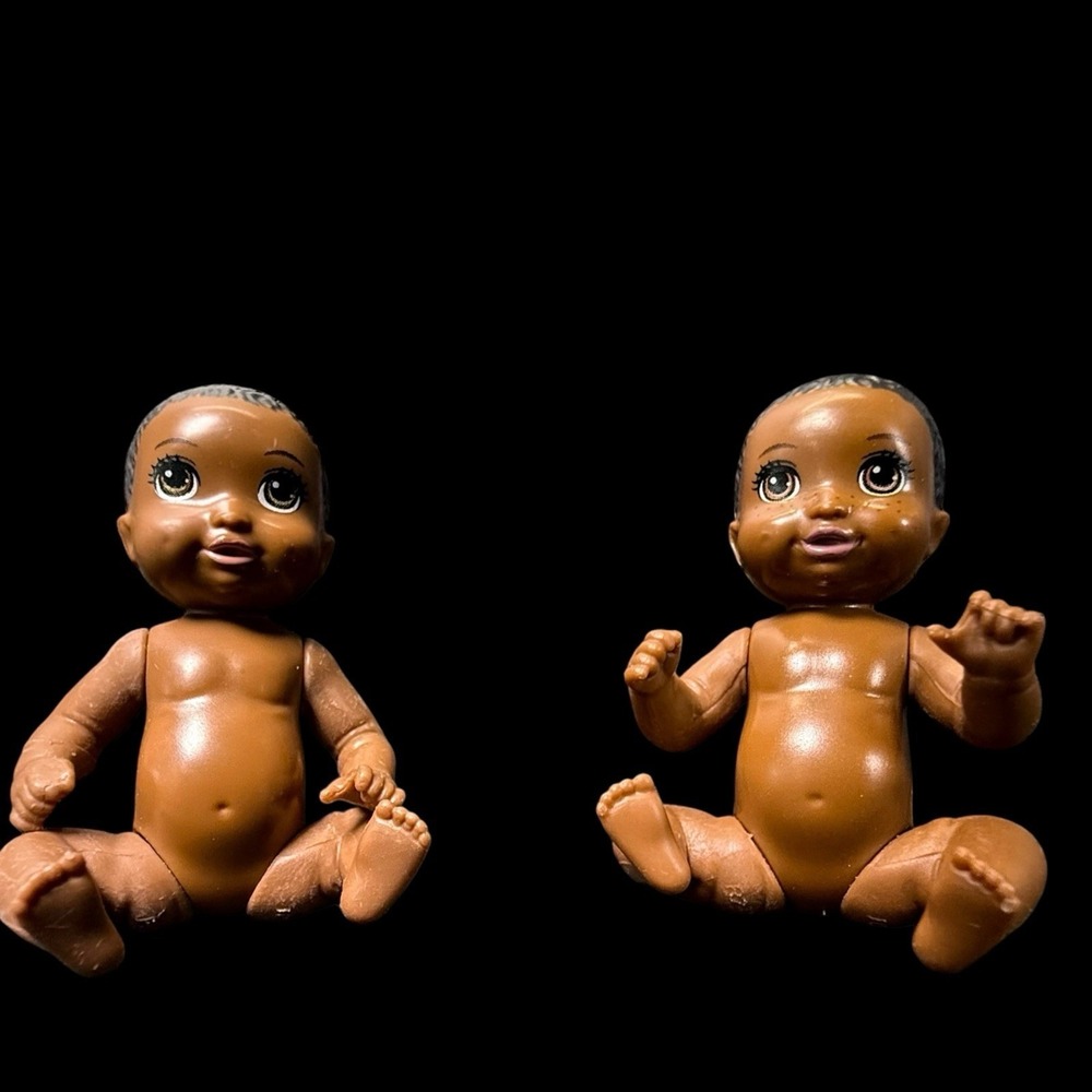 Mattel AA Black Barbie Twins Boy‎ Girl Happy Family Infant Baby  4" Brown Hair